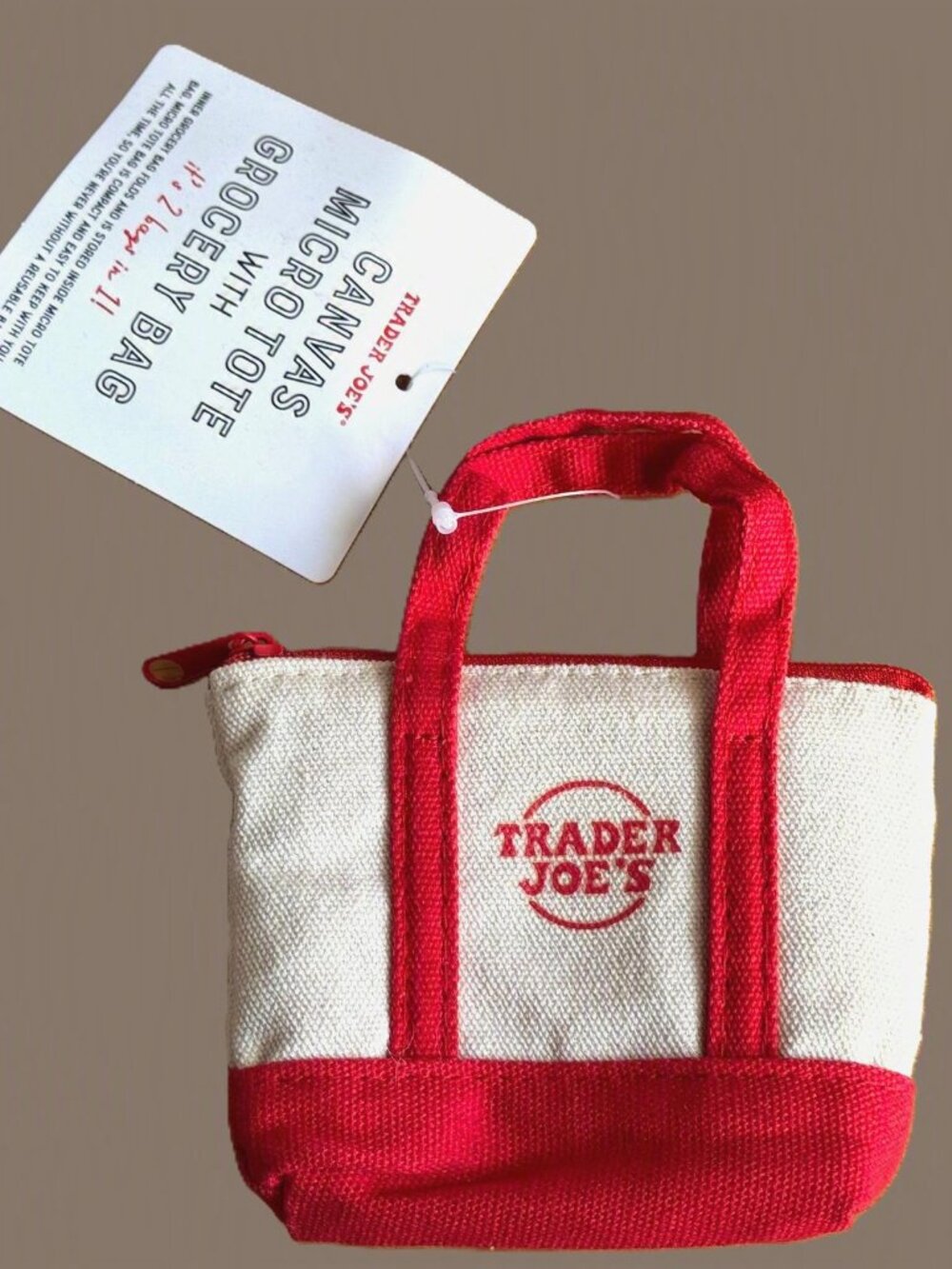 Trader Joe's Canvas Micro Tote with Grocery Bag, Red